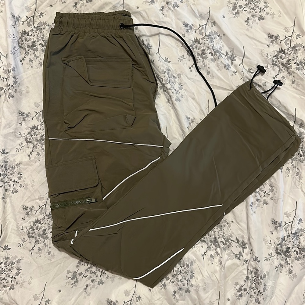 Cargo pants. Wind breaker material. Forever 21.